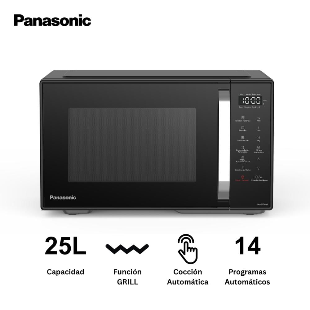 Microondas Panasonic 25 LT NN-GT34QBRPK Función Grill Negro