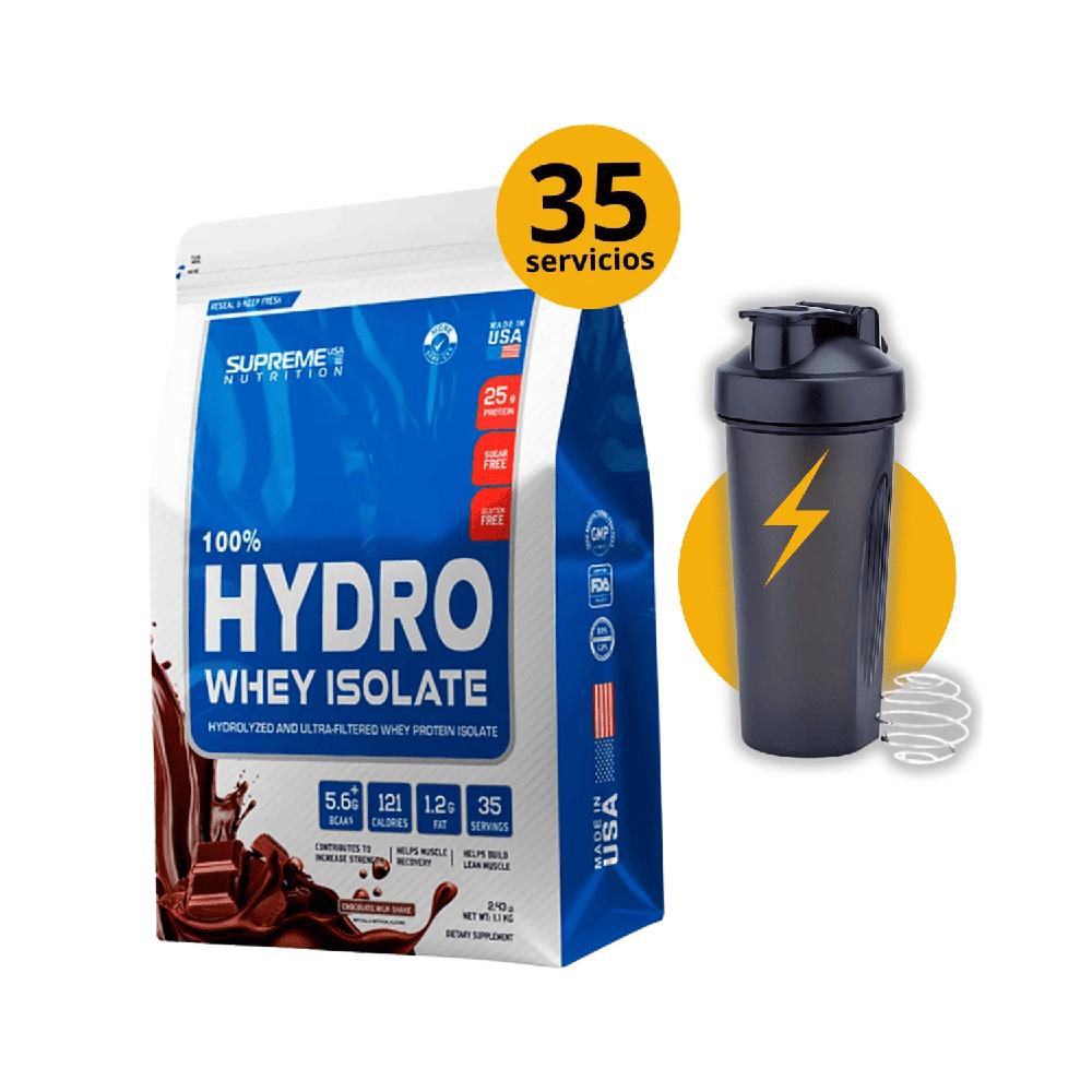 Hydro Whey isolate 1.1kg chocolate- Supreme nutrition- shaker