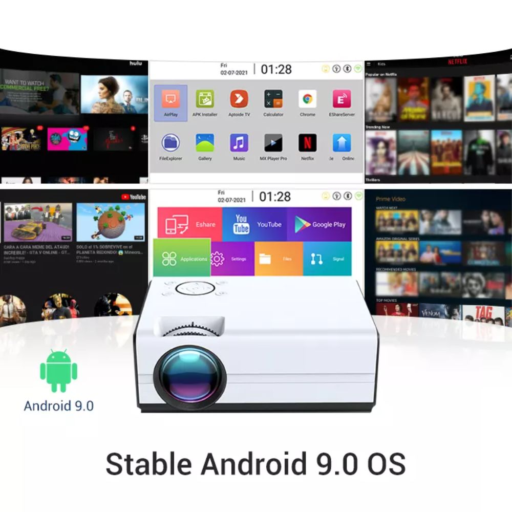 Proyector Android 1080p Ultra Brillo 2200lm Pantalla Gigante HD