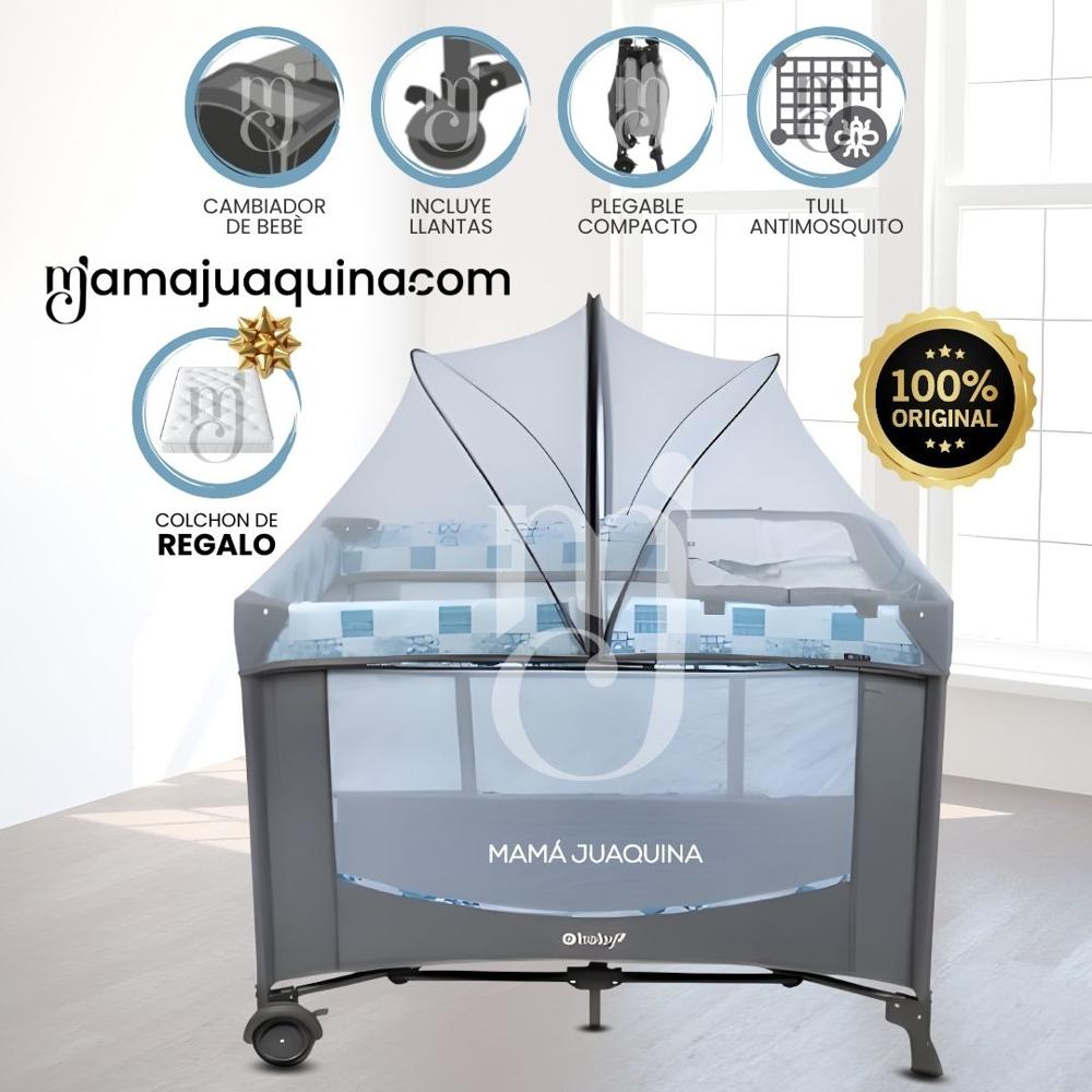 Cuna Corral NELA Multi Blue con Colchón