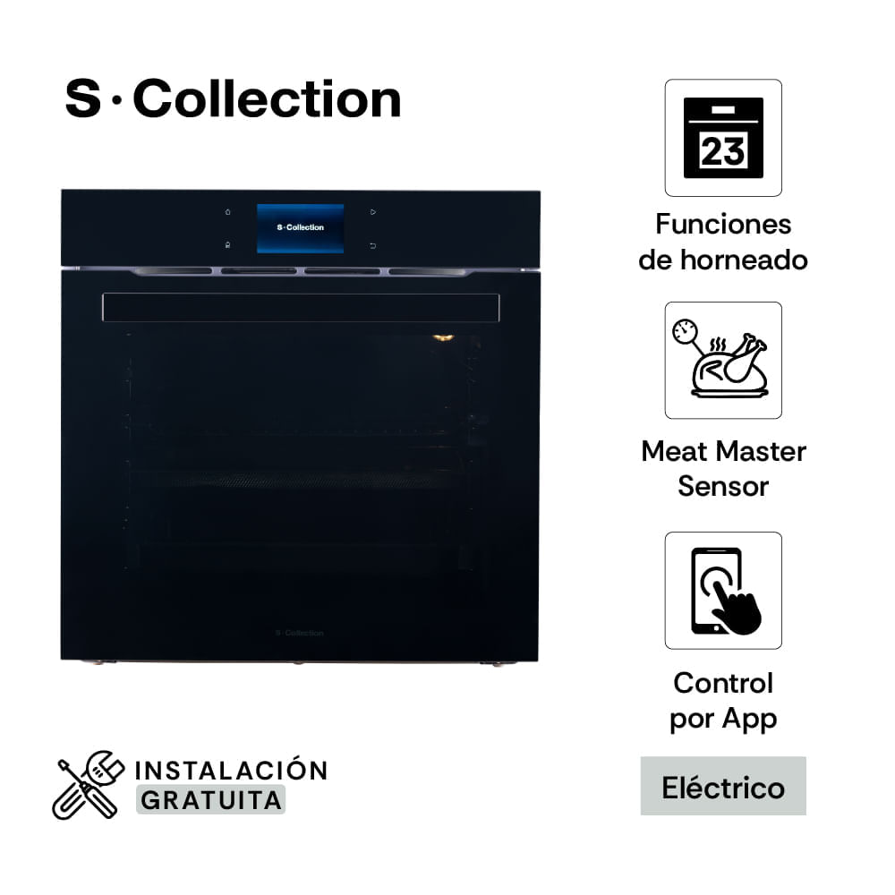 Horno Empotrable Eléctrico 75L Scollection Pure Black D3 TFT Air Fryer Meat Master Sensor