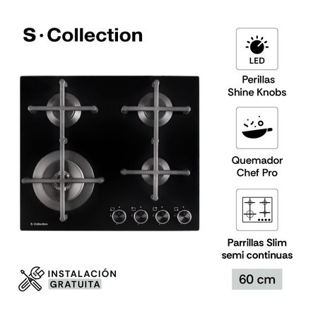 Cocina Encimera 60cm S-Collection Pureblack a Gas Smart