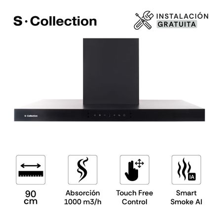 Campana Extractora Decorativa 90cm S-Collection Stilux Negro
