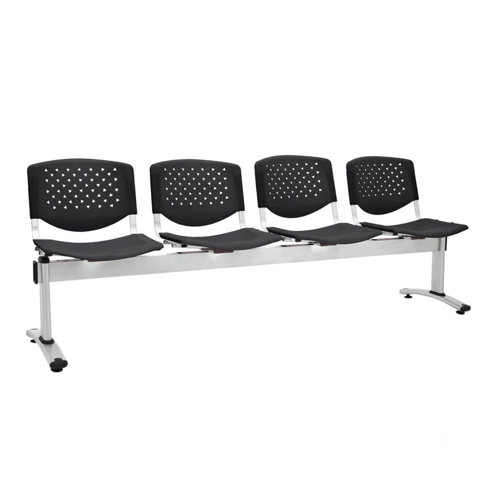 Tandem De Espera Prisma Negro 4 Asientos Estructura Gris Althea Confort