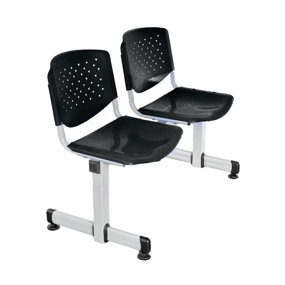 Tandem De Espera Prisma Ve Negro 2 Asientos Estructura Gris Althea Confort