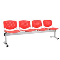 Tandem De Espera Prisma Rojo 4 Asientos Estructura Gris Althea Confort