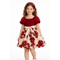 Vestido Flores rojas con cinturón