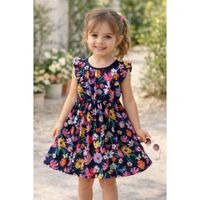 Vestido Floral Azul con bobos