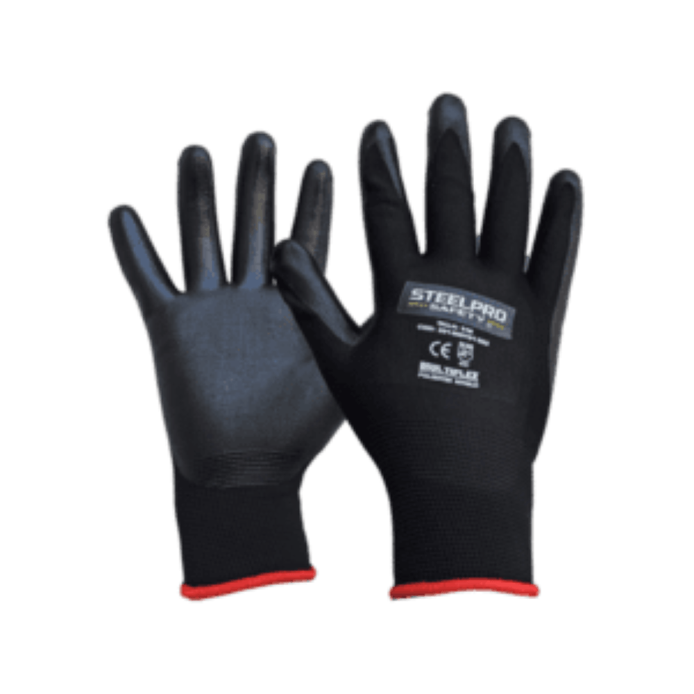 GUANTE MULTIFLEX POLIESTER PU STEELPRO 12 PARES TALLA M
