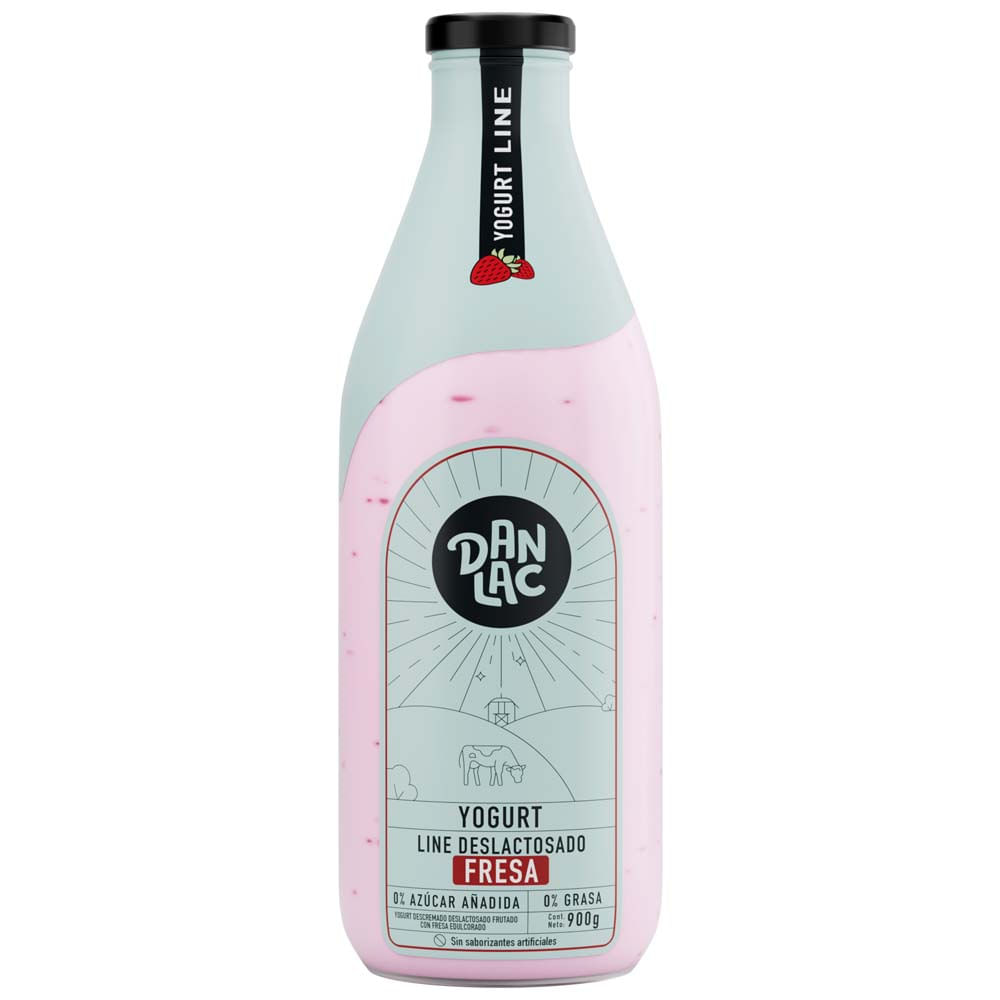 Yogurt Frutado Deslactosado DANLAC Fresa Botella 900g