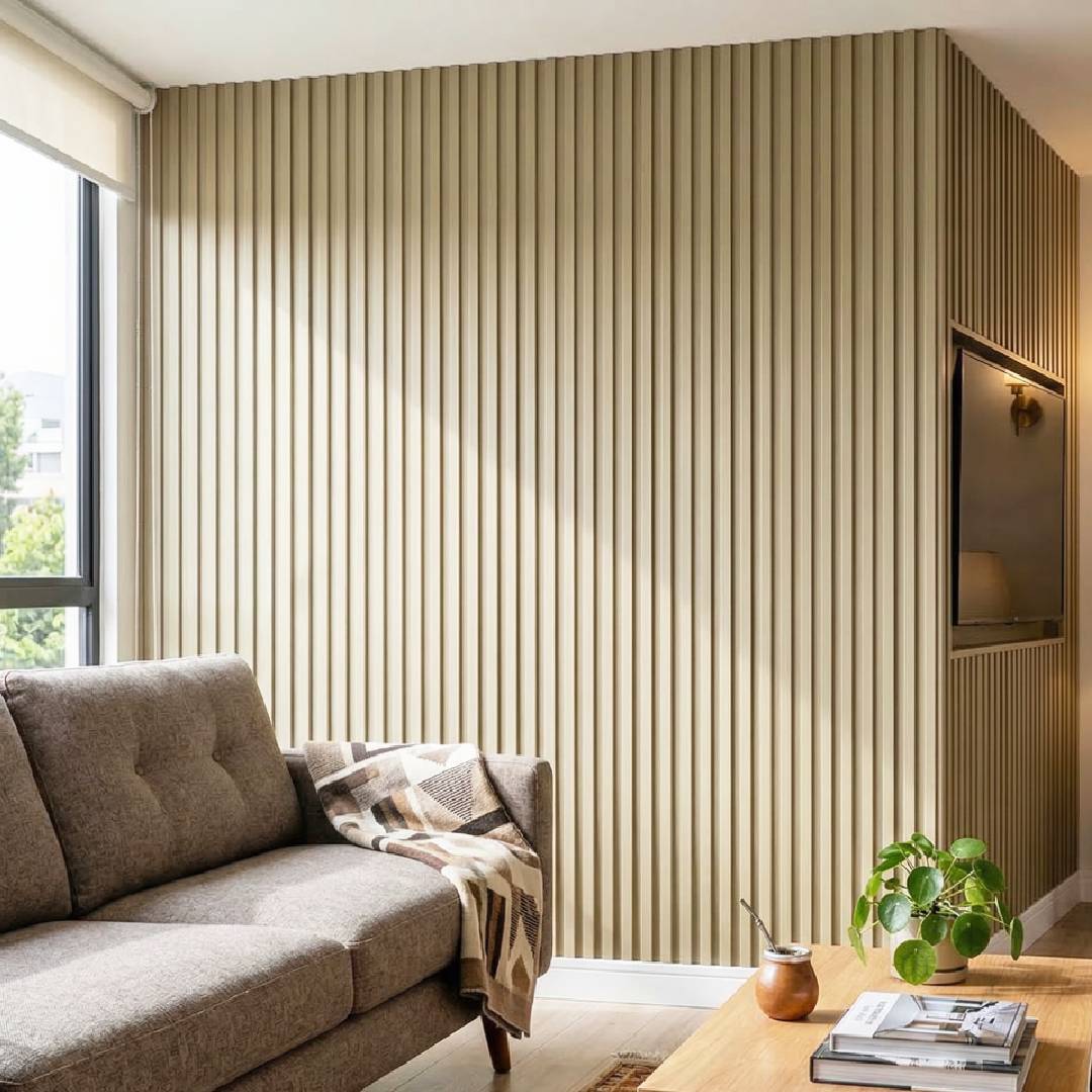 Wall Panel por Unidad para Interior Acanalado Delgado Color Taupe