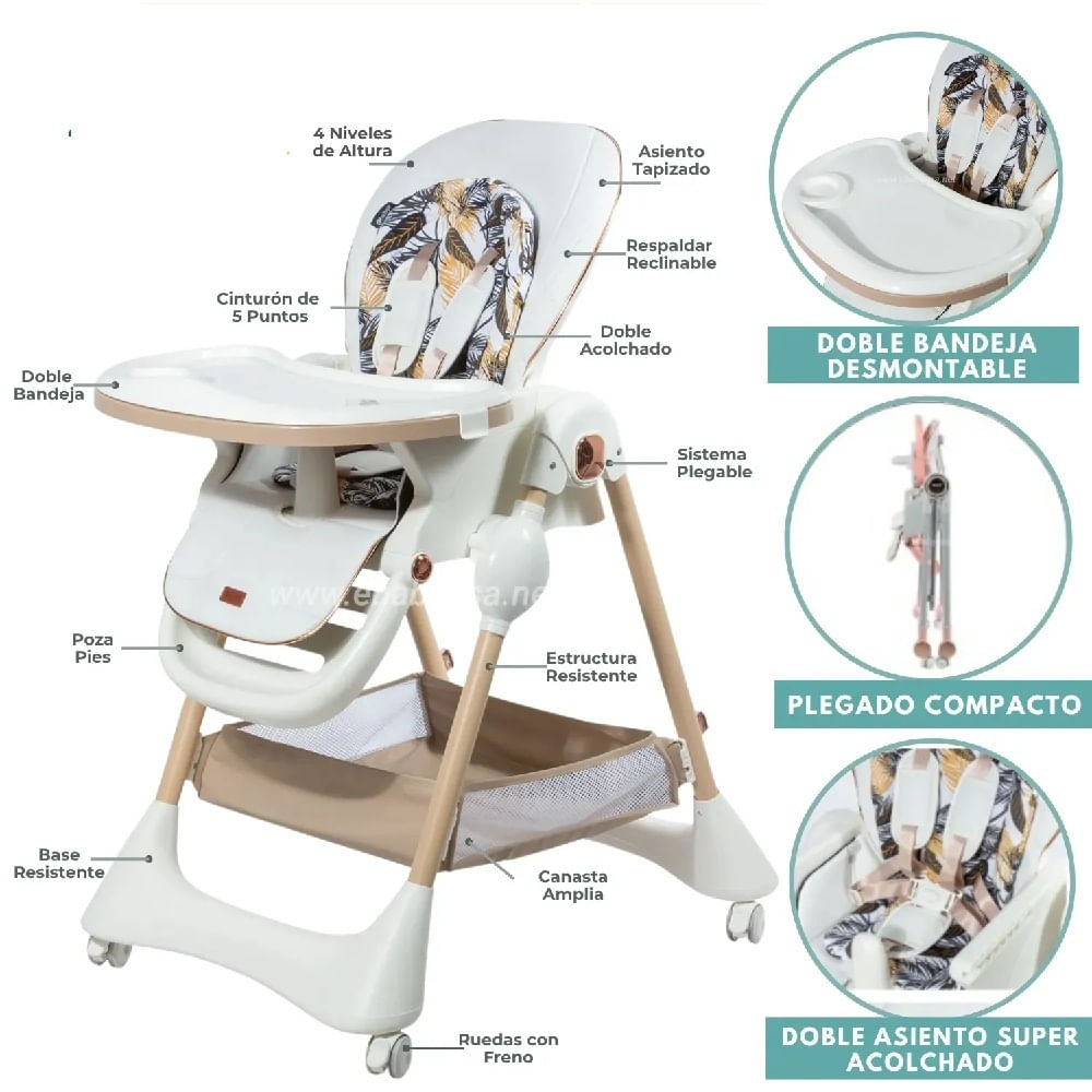 SILLA DE COMER WROWI RESPALDAR RECLINABLE  PEGABLE -BLANCO
