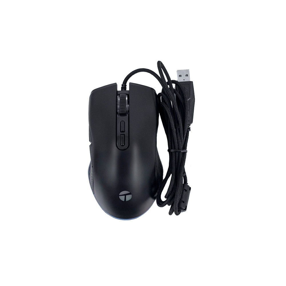 Mouse gamer Teros TE-1233G RGB 7200 DPI, 7 botones, USB, color negro, rendimiento superior para gam