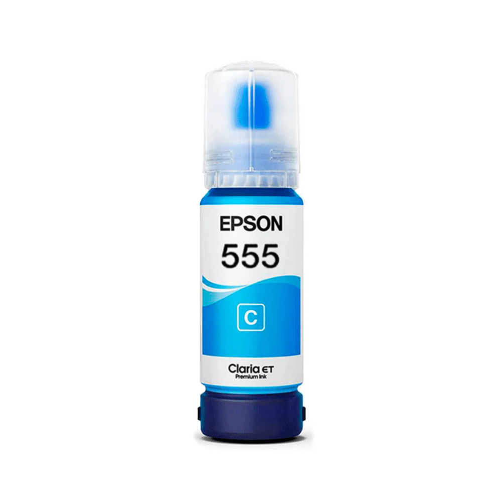 Tinta cisterna Epson T555 cian original para impresoras EcoTank L8160 y L8180 - Recarga fácil