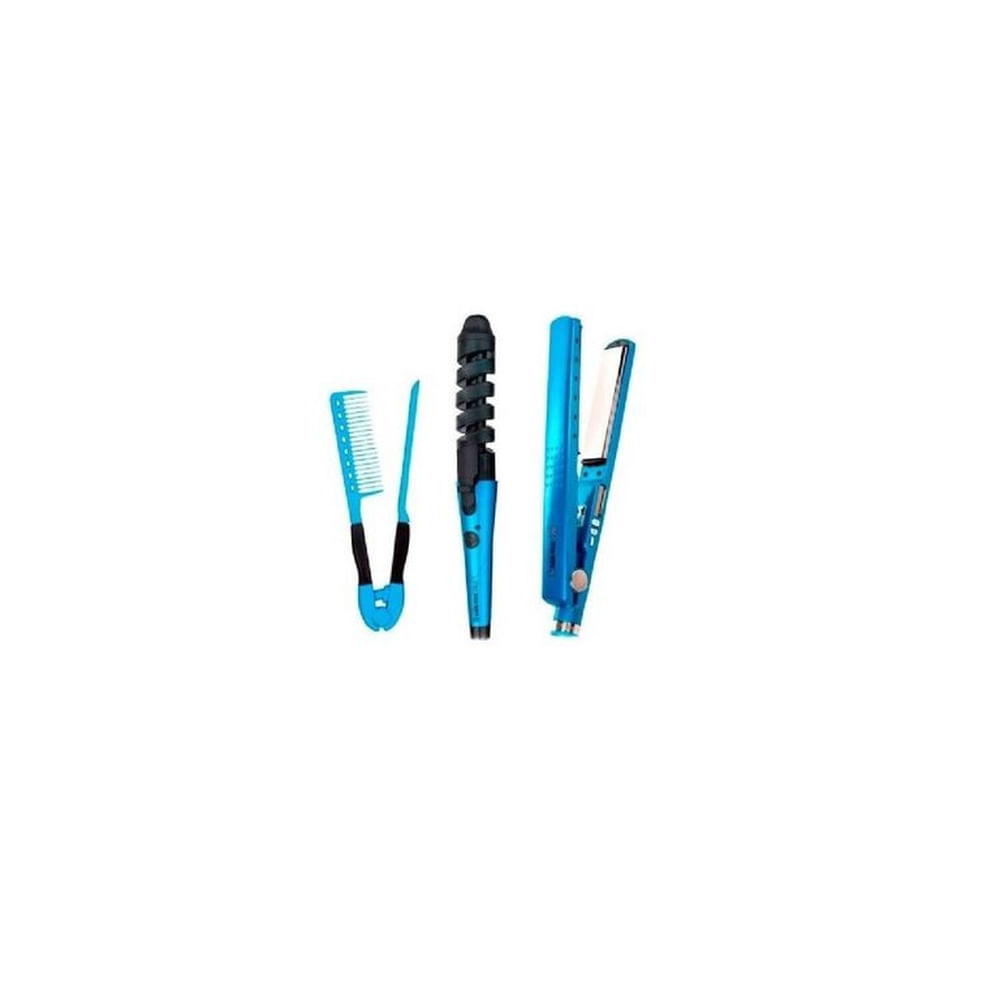 Plancha titanium cabello  rizador y peine