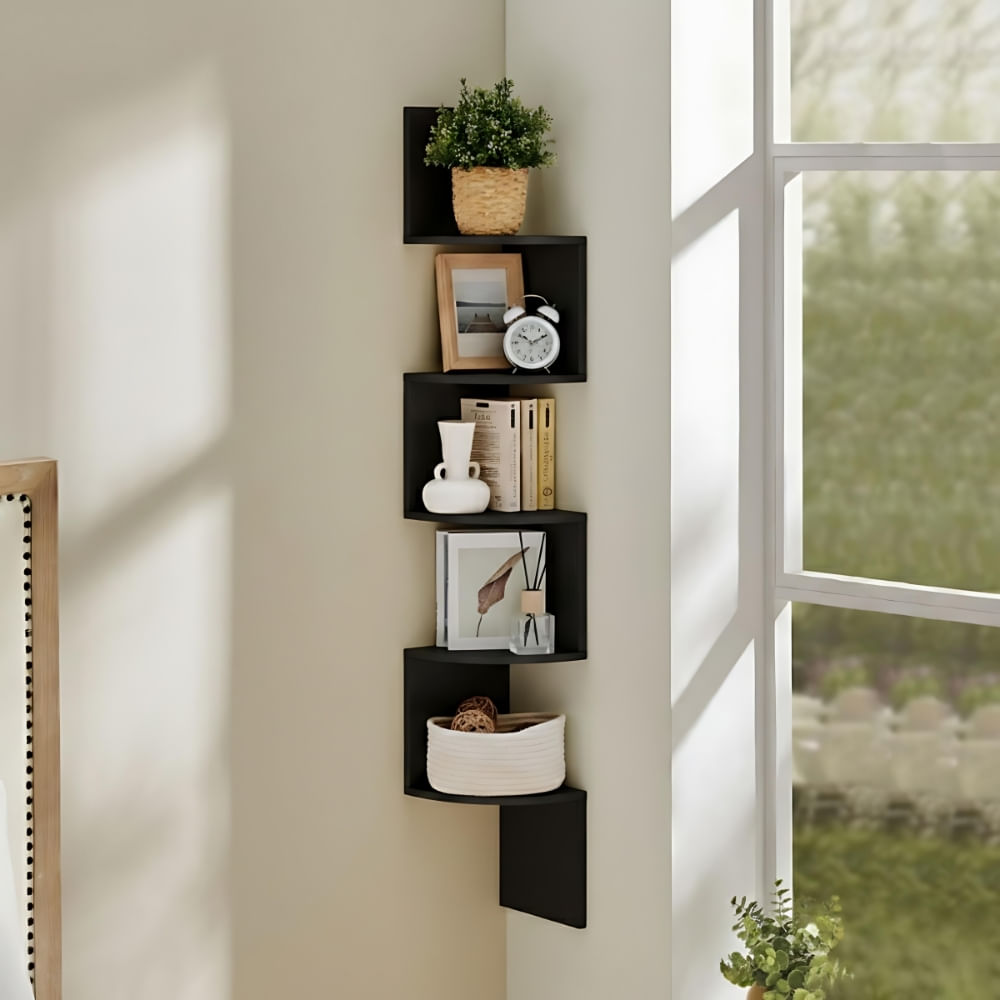 Estante Esquinero Makena Negro | Masiva Home