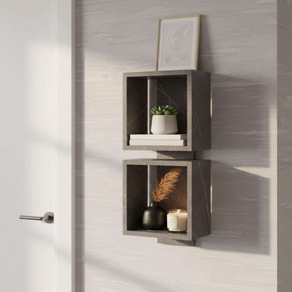 Repisa Flotante Cubo doble melamina Ónix