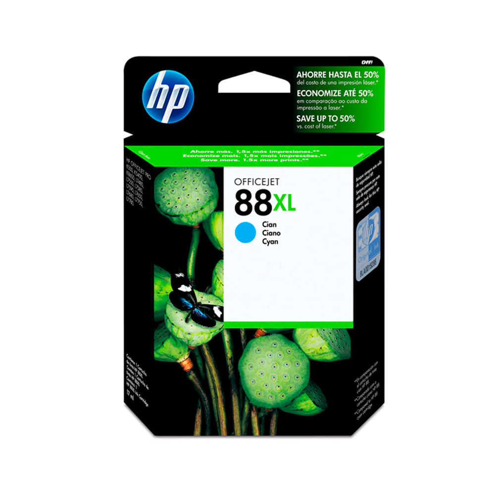 Cartucho de tinta HP 88XL de 17.1 ml en cian, alto rendimiento para Officejet Pro K550 y K550dtn