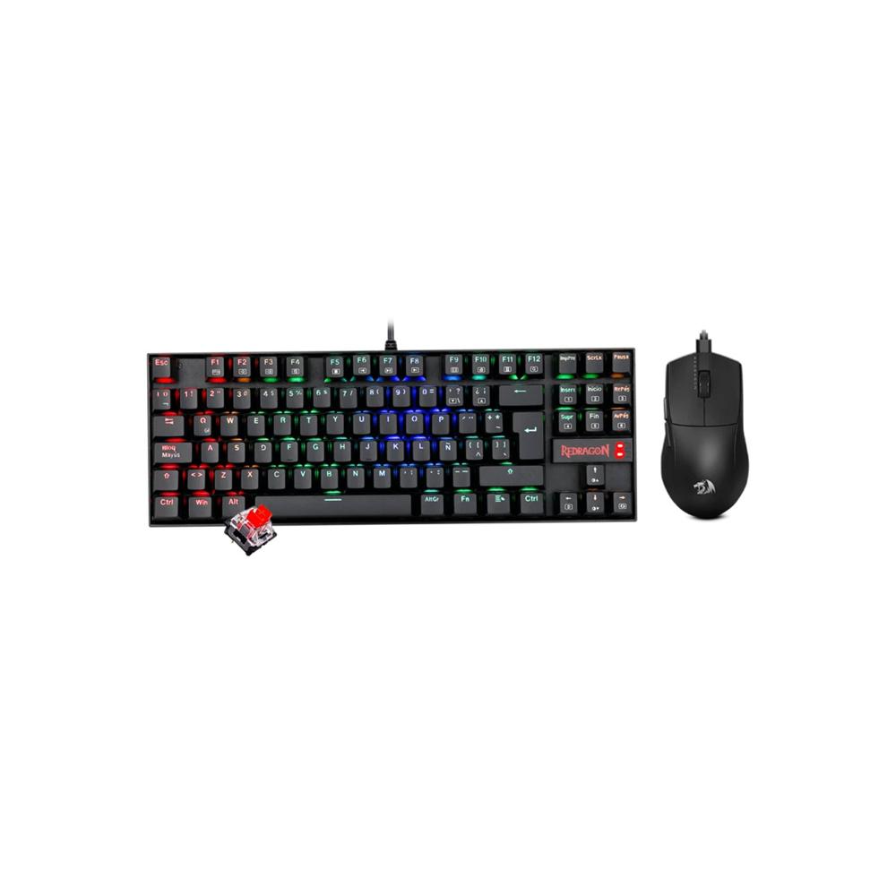 Kit Gamer Redragon S145-Sp Teclado Kumara Rgb Red Switch+Mouse M724 Black