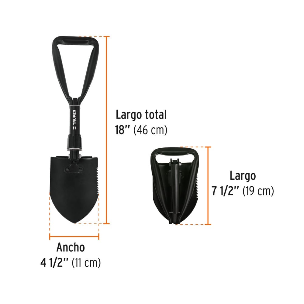 Pala plegable multifuncional de 18  45 cm Truper PLE-18 16018