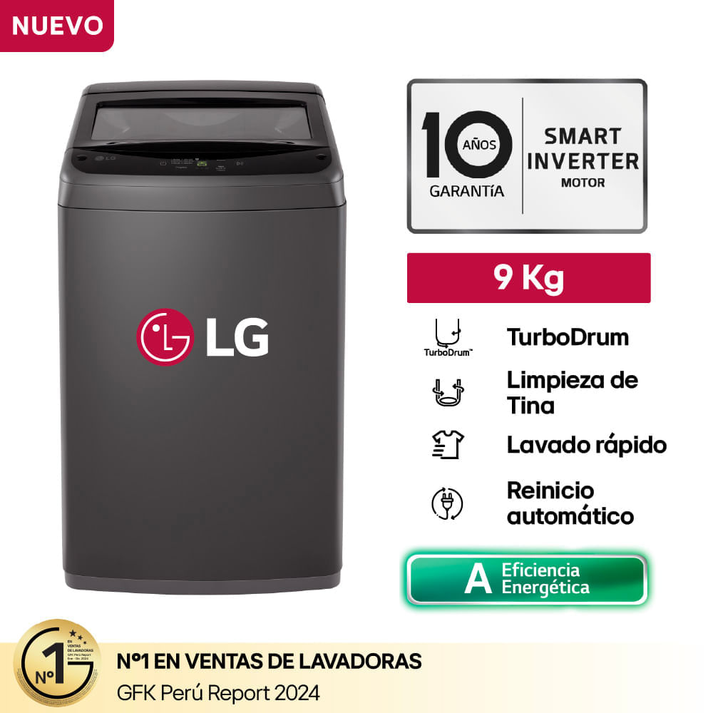 Lavadora LG WT9BVTB Carga Superior 9kg Negro