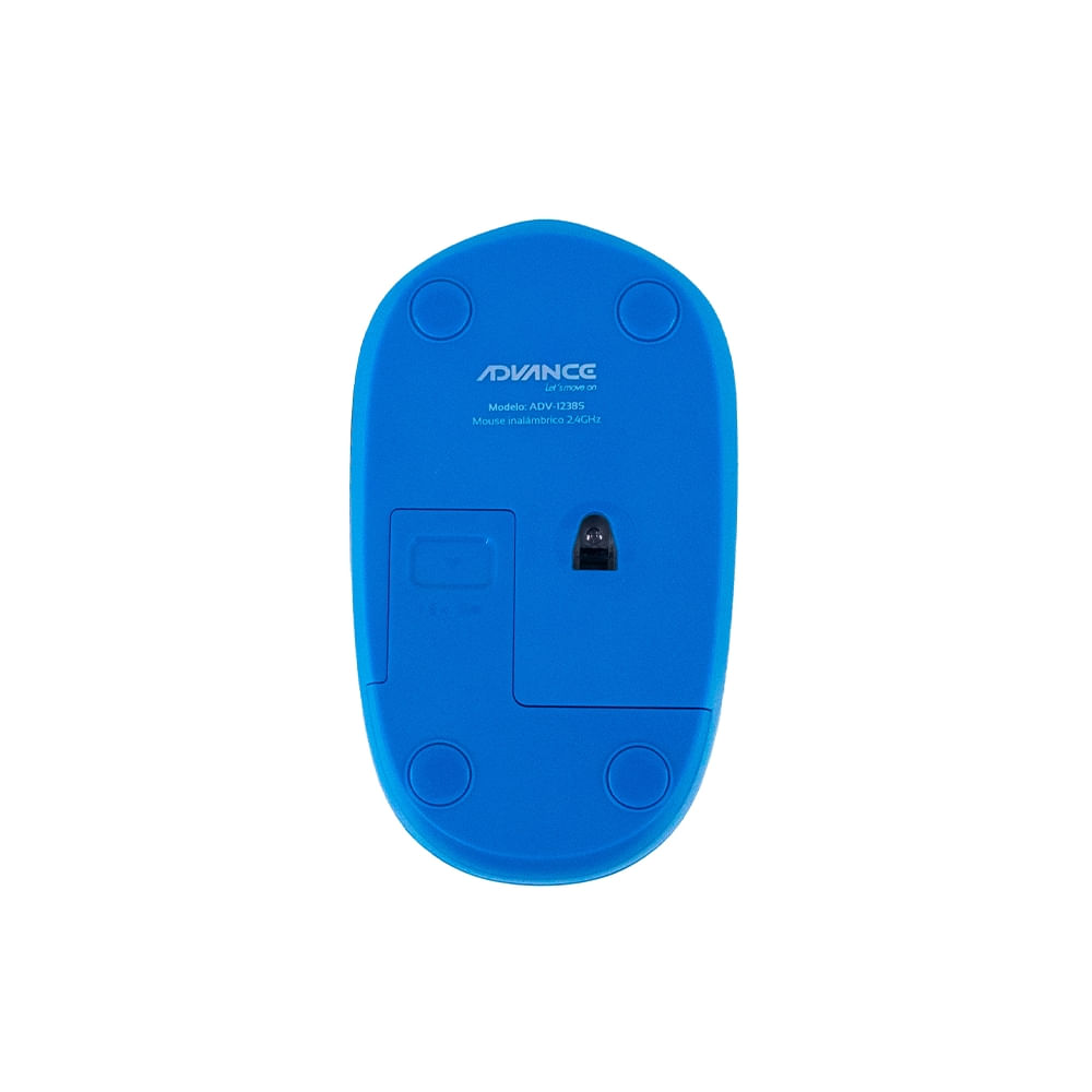 Mouse inalámbrico Advance ADV-1238S azul, 3 botones, conexión USB y diseño ergonómico para mayor co