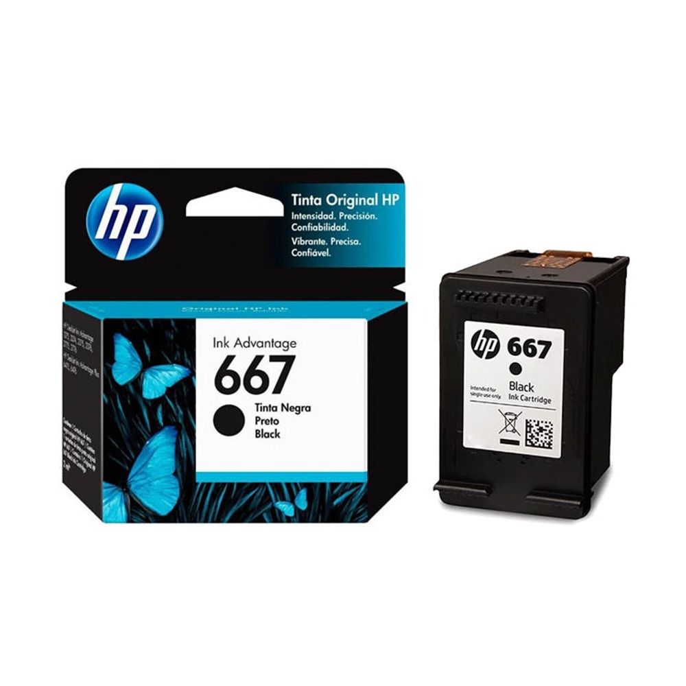 Cartucho de Tinta Negro HP 667 - Alto Rendimiento - Compatible con Impresoras HP