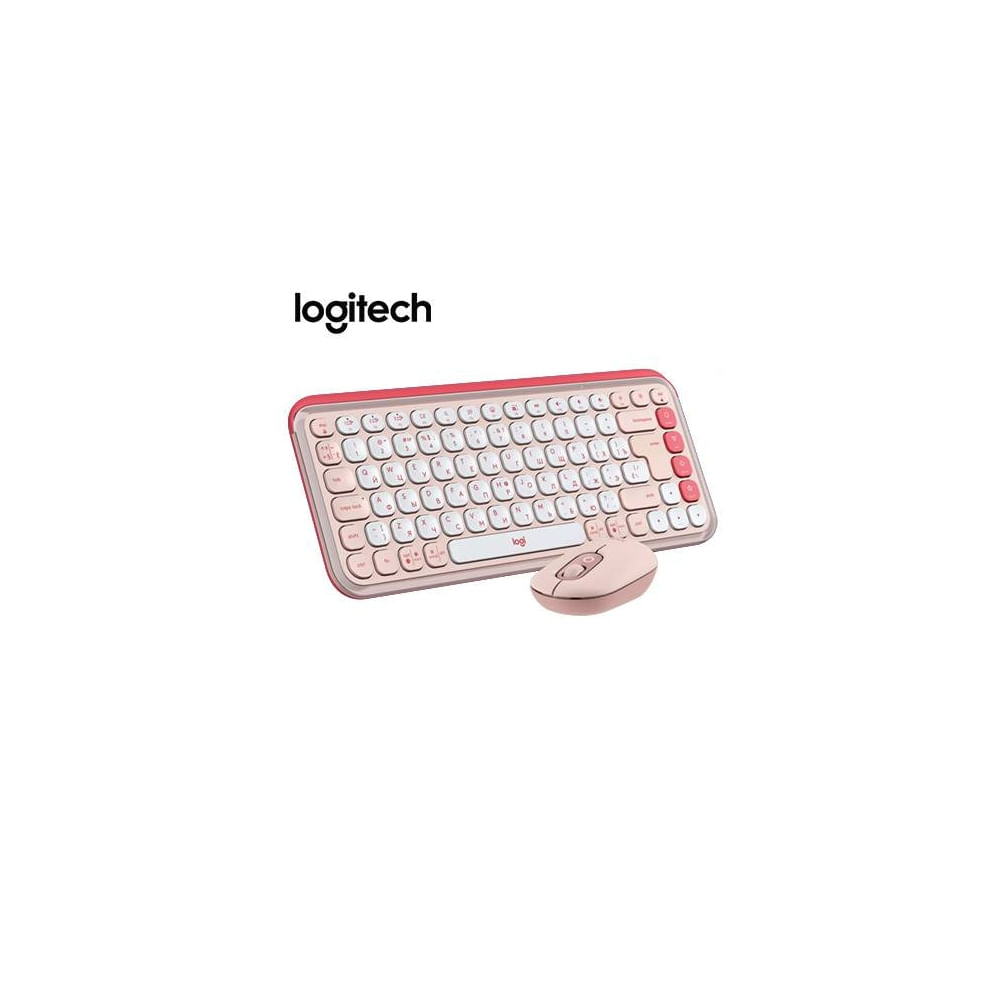 Logitech Teclado y Mouse Wireless Pop Icon Rose - Conexión Bluetooth, Ideal para Oficina y Estilo