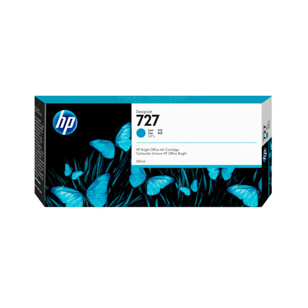 Tinta HP 727 Cyan 300ML | Alta Calidad para Impresoras de Gran Formato - Rinde más con colores vibr