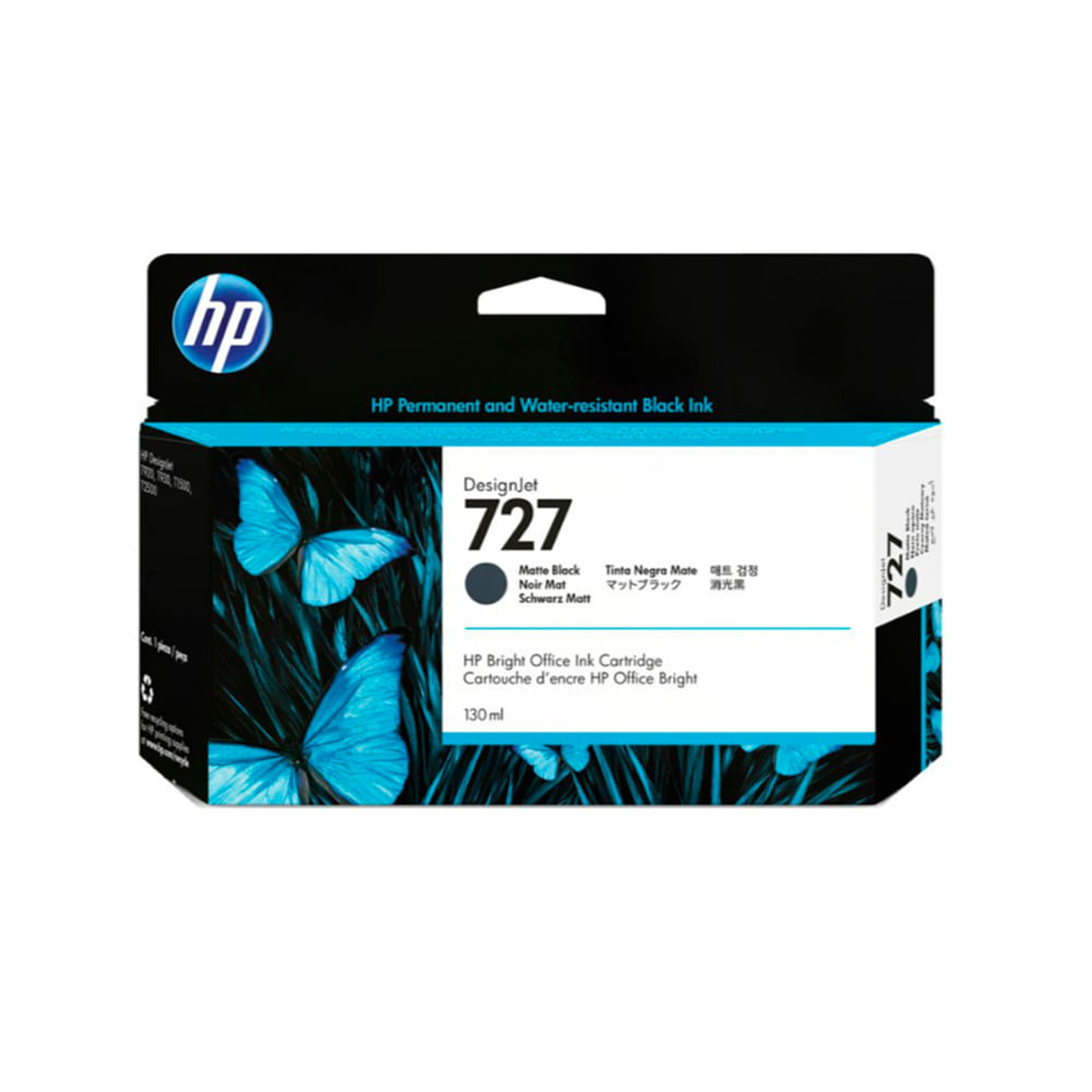 Tinta HP 727A Matte Black 130ml - Cartucho de Impresión Profesional para Calidad Superior