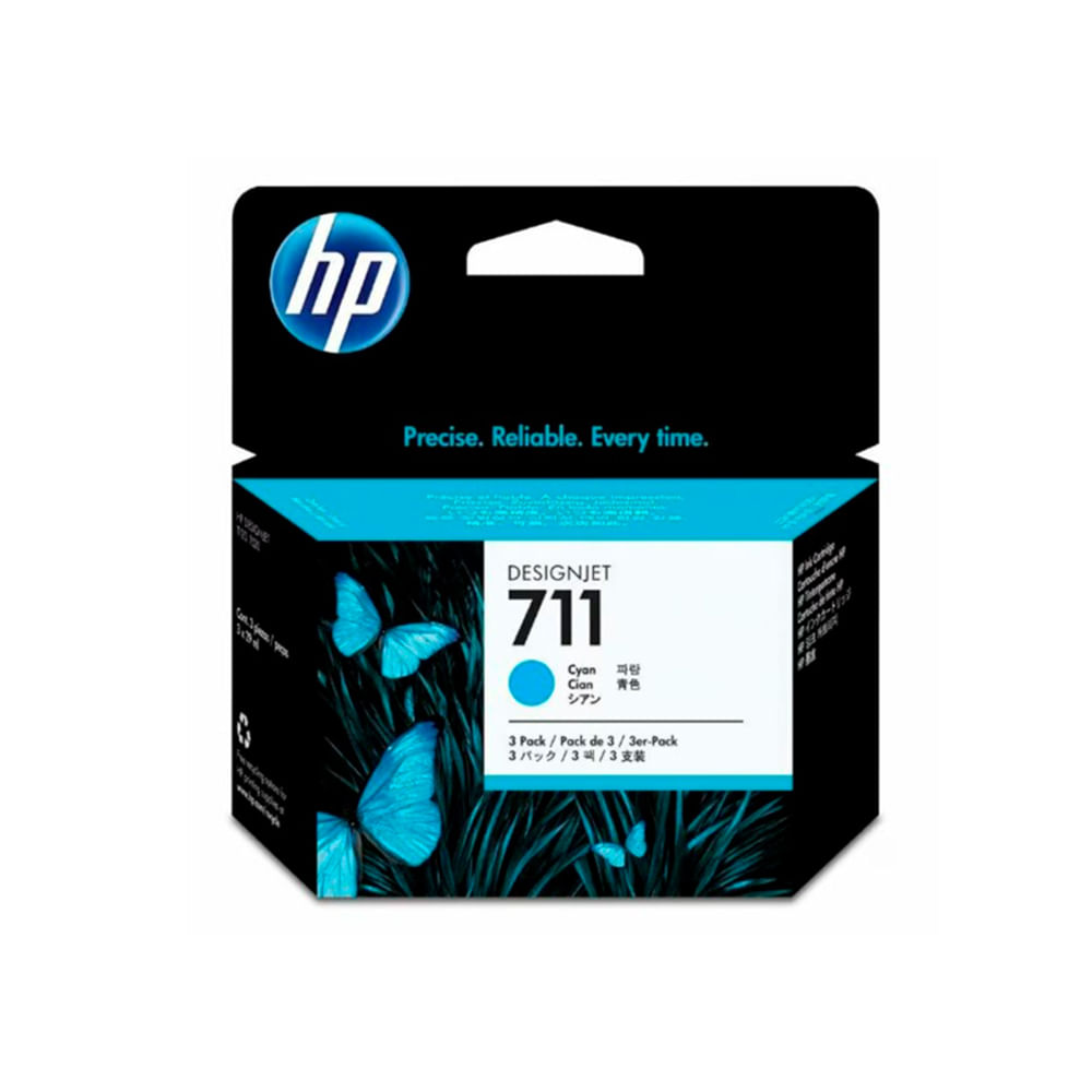Tinta HP CZ134A (711) Cyan 3 Pack - 29 ml para Impresoras, Color Vibrante y Alta Calidad de Impresi