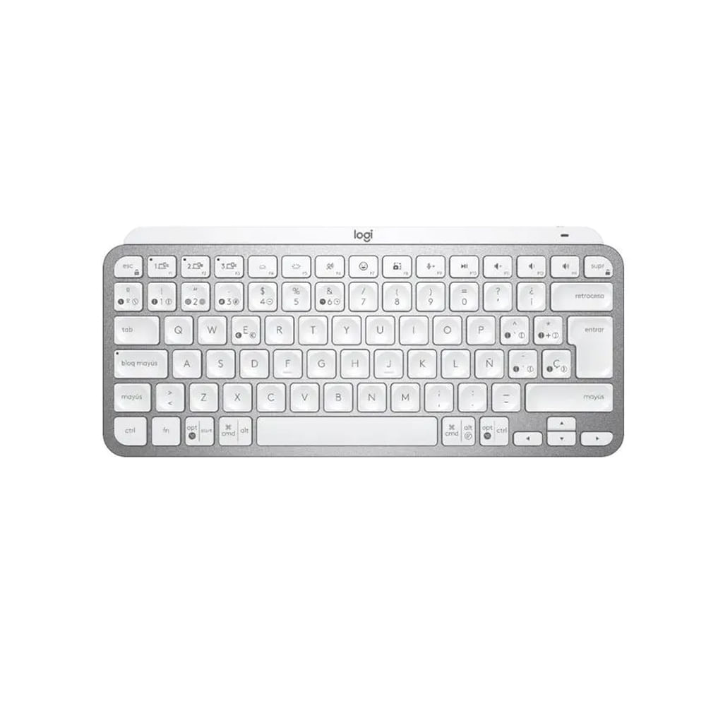 Teclado Logitech MX Keys Mini iluminado, multi-dispositivo, Bluetooth, color gris claro