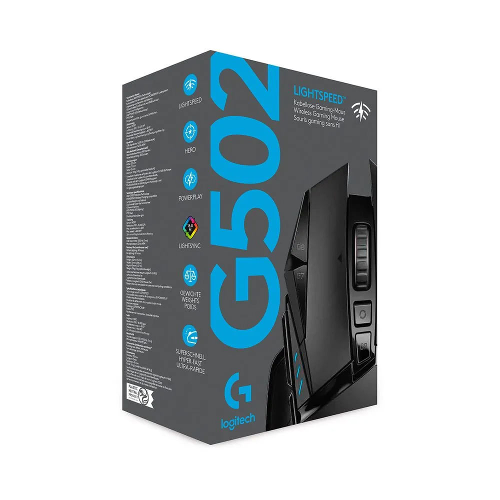 Mouse Logitech G502 Lightspeed Inalámbrico Negro - Alto Rendimiento, Precisión y Comodidad