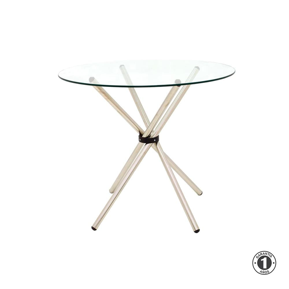 Mesa De Comedor Nodos 90 Cm Vidrio Transparente Althea Confort
