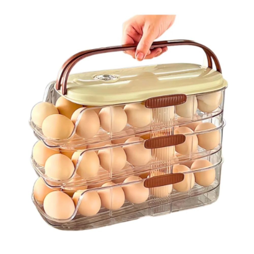 Organizador de Huevo Automático 3 Niveles Dispensador 42 Huevos