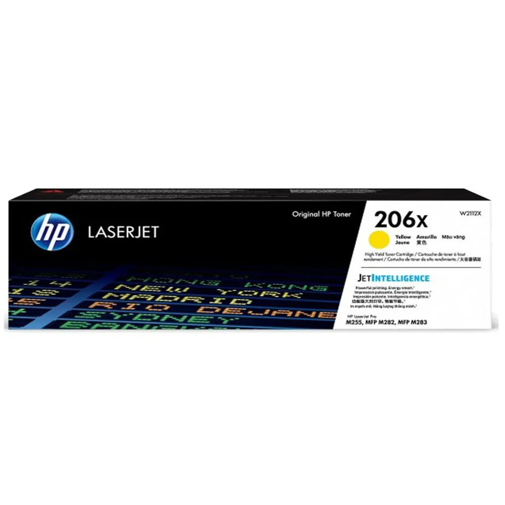 Toner HP W2112X (206X) Amarillo para L.J. M255 - Rinde 2,450 Páginas, Ideal para Oficina
