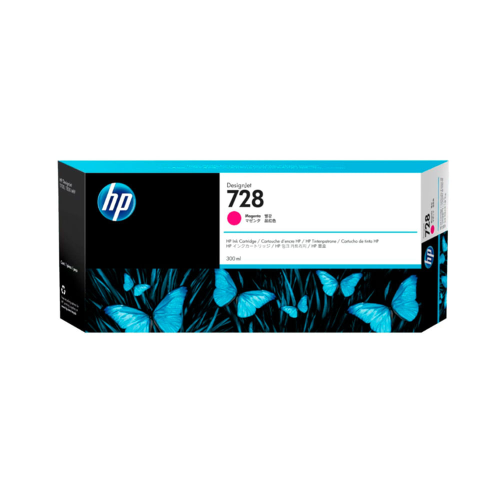 Tintas HP 728A Magenta 300ml para Impresoras - Excelente Calidad de Color y Rendimiento