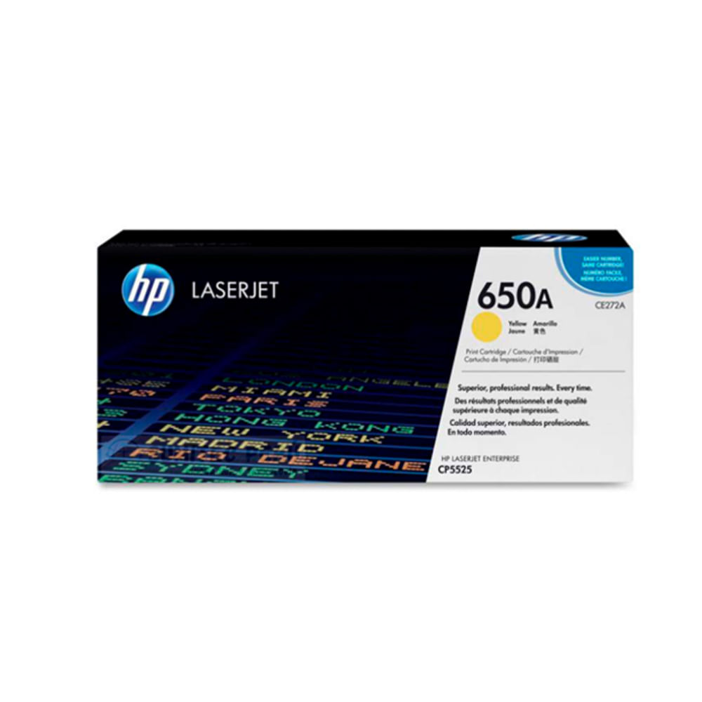 Tóner HP CE272A (650A) Amarillo para Impresora Laserjet CP5525 - Alta Calidad de Impresión