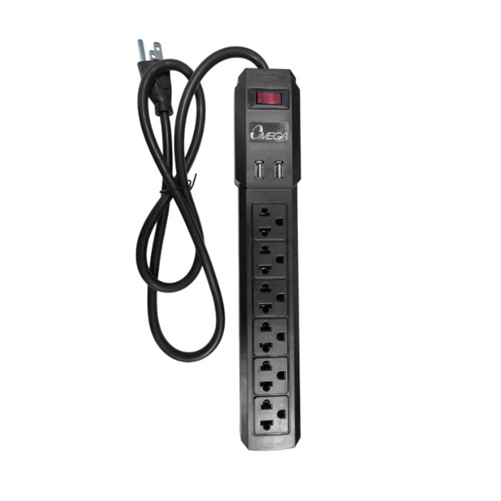 Supresor de Pico Omega 498844BK Negro con 6 Salidas y Cable de 4 Pies - Protección Eficaz y Segura