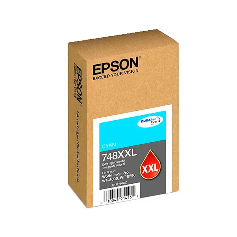 Cartucho de Tinta Epson 748 Cyan, 7,000 Páginas, Ideal para Impresiones de Alta Calidad en Color