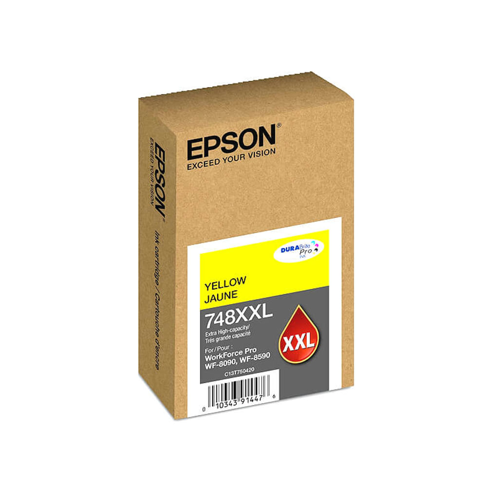 Cartucho de Tinta Epson 748 Amarillo - Hasta 7,000 Páginas de Impresión de Alta Calidad