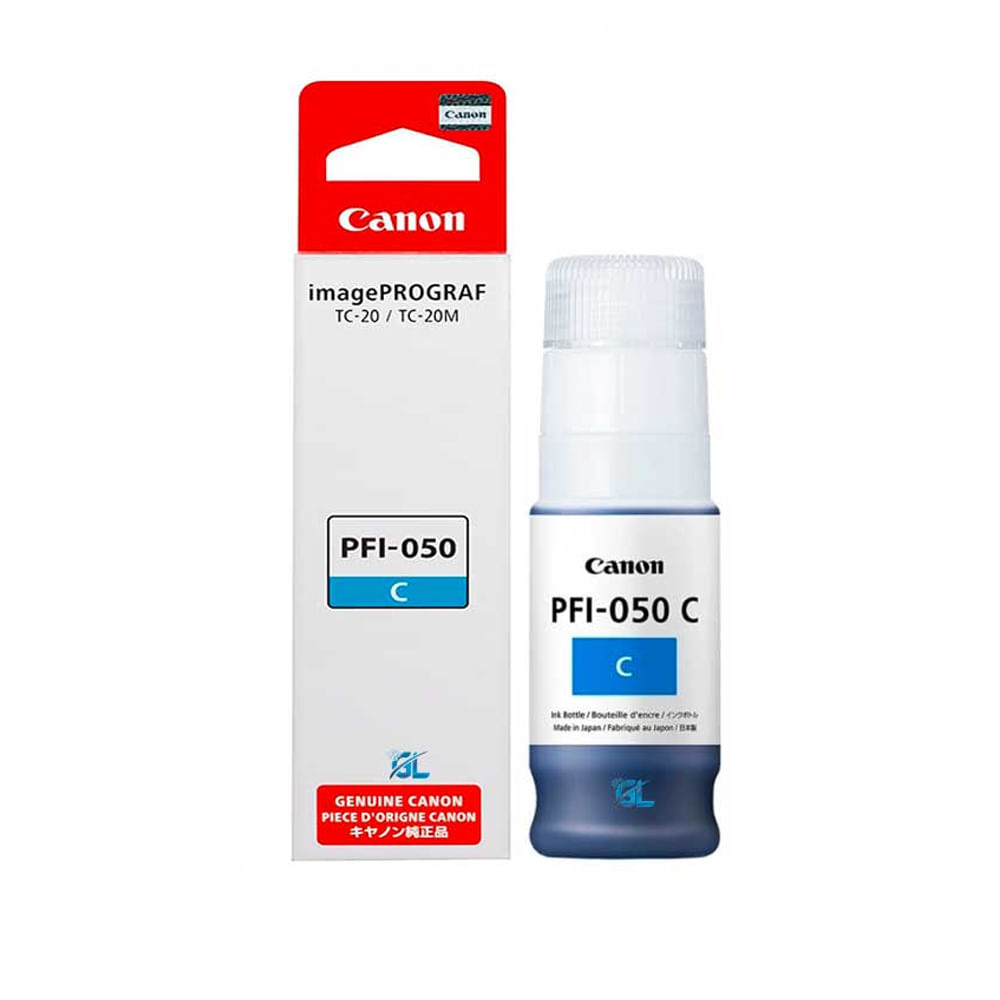 Botella de tinta Canon PFI-050C Cyan de 70ml para impresoras de calidad profesional