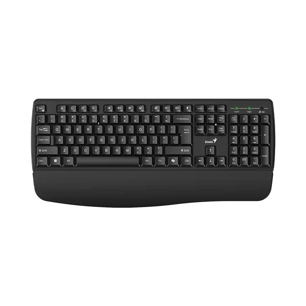 Teclado Genius Ergo KB-7123 AI: Multimediario USB, Ergonomía, Color Negro, Ideal para PC y Laptop