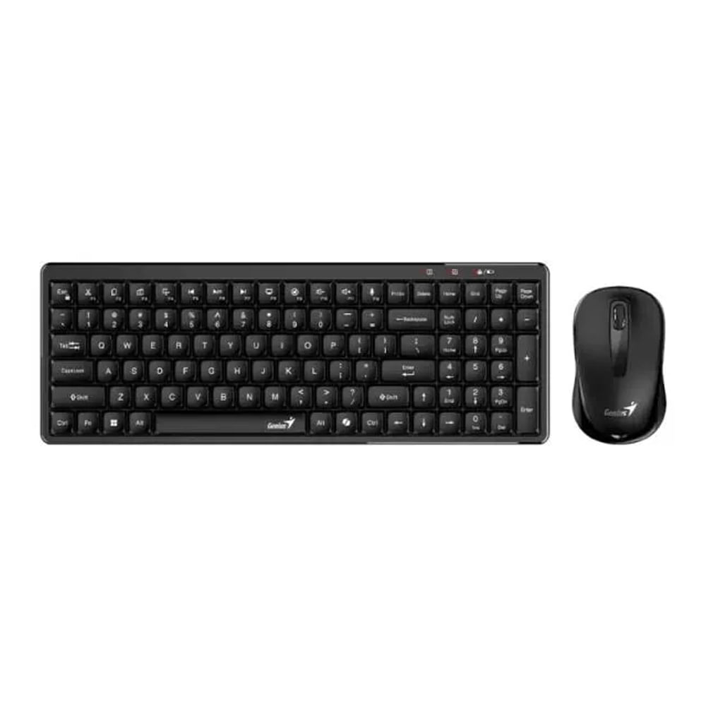 Teclado Genius y Mouse Luxemate Q8100 AI Copilot Inalámbricos Compactos Multimedia en Color Negro