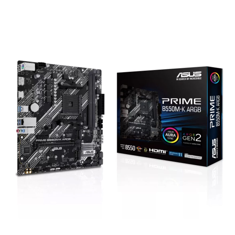 ASUS Prime B550M-K Placa Madre ARGB Micro ATX 4x DDR4 hasta 128GB Ideal para PC Gaming