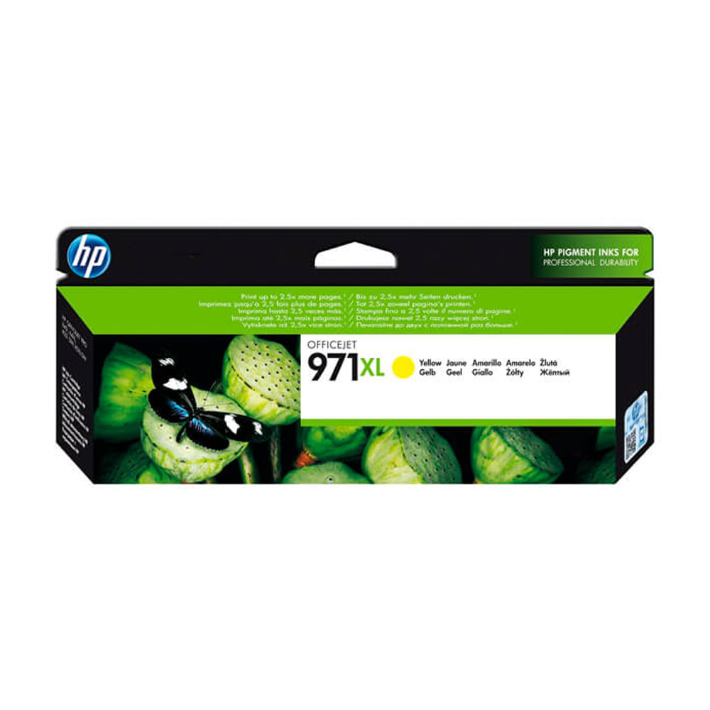 Cartucho de Tinta Amarillo HP 971XL, 6600 Páginas, Ideal para Impresoras HP