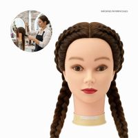 Cabezal con Cabello Sintético para Práctica de Peluquería - Negro