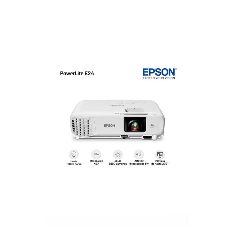 Proyector Epson PowerLite E24 XGA 1024x768 3600 Lumens 3LCD V11HB51021