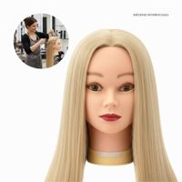 Cabezal con Cabello Sintético para Práctica de Peluquería - Rubio