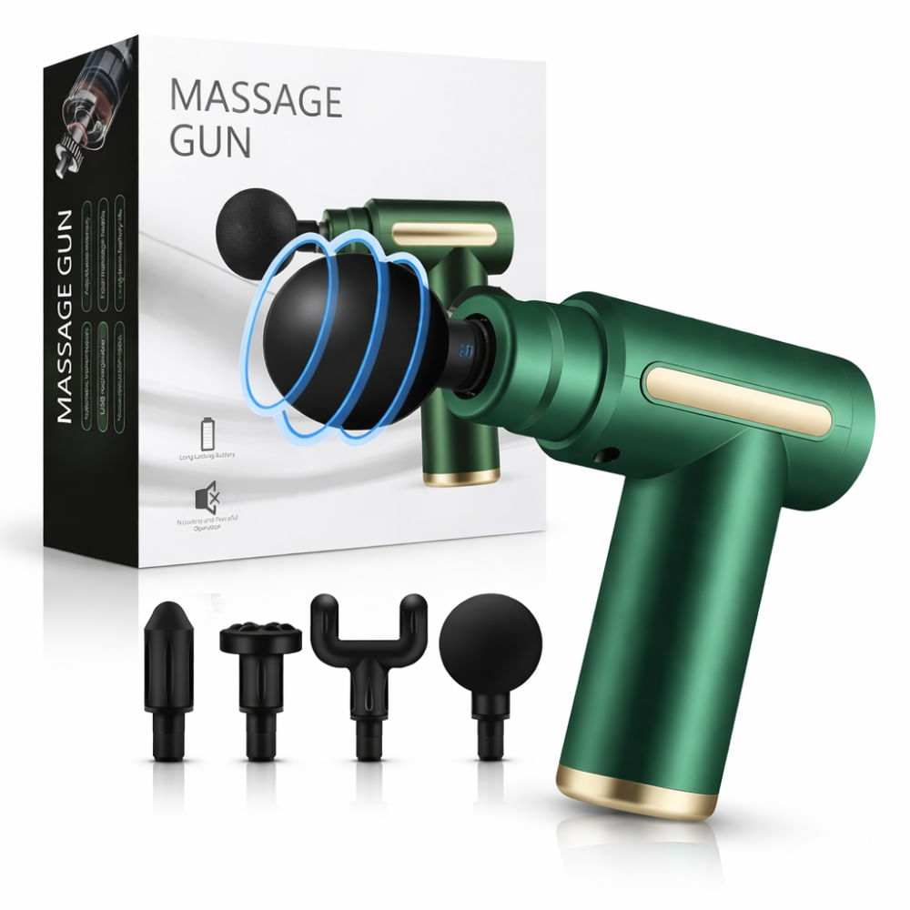 Mini Pistola De Masaje  Portátil 4 Cabezas 6 Velocidad